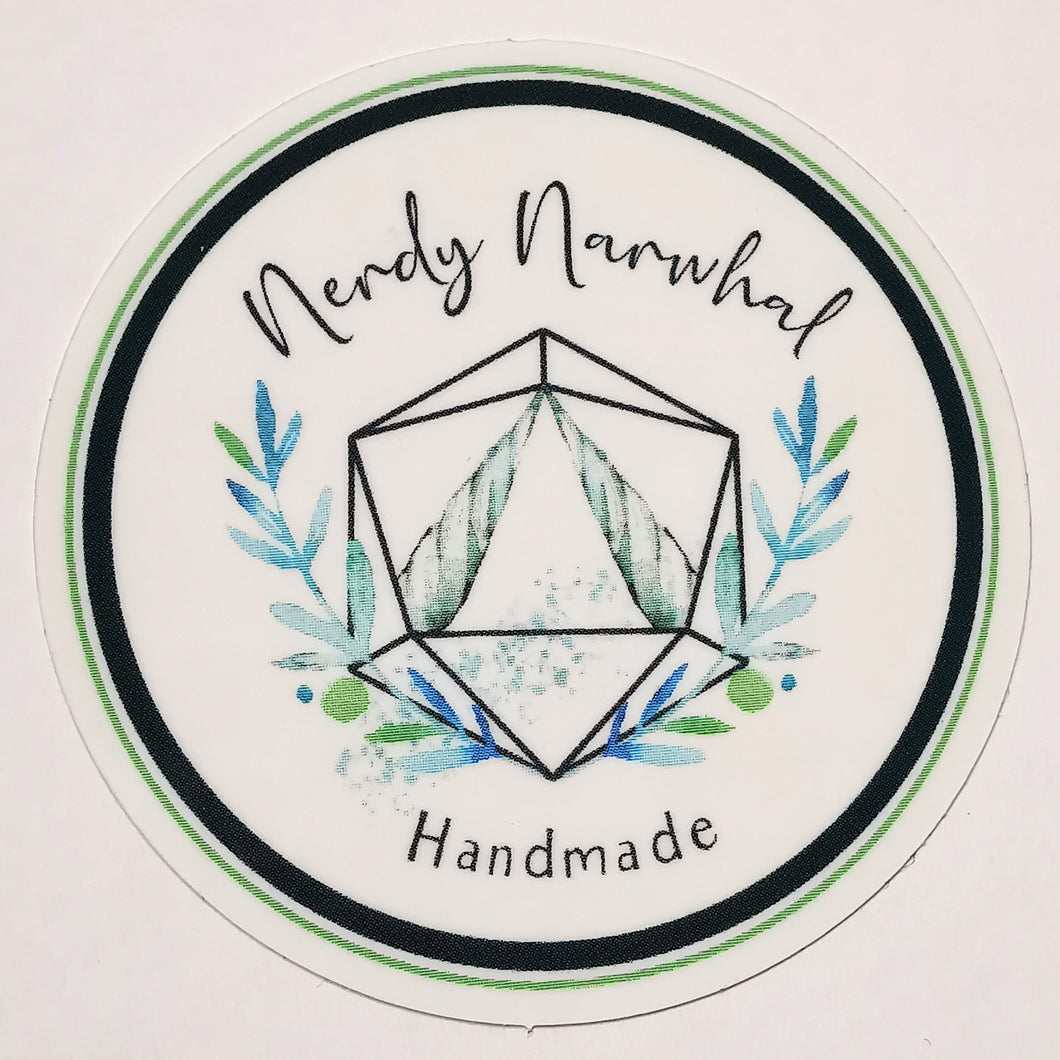 D20 Nerdy Narwhal Logo Sticker